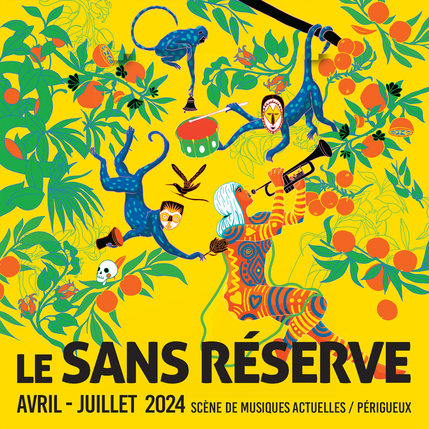 Affiche et programme avril/juillet 2024 pour la SMAC Le Sans Réserve