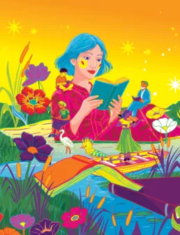 Fresque murale réalisée pour les 10 ans de la bibliothèque de Soullans par
