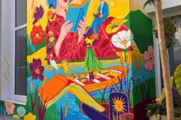 Fresque murale réalisée pour les 10 ans de la bibliothèque de Soullans par